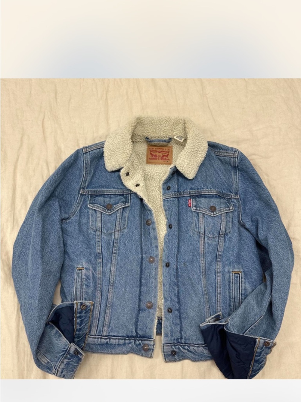 Levi's Cream Sherpa-Lined Trucker Jacket